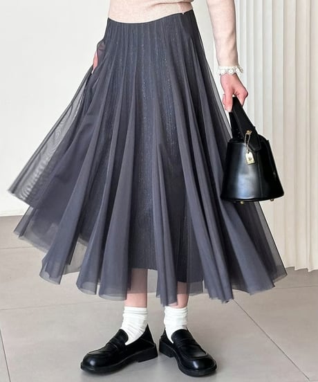 a-line pleated tulle skirt /3color  FL2963
