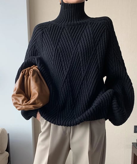turtle neck loose knit /2color　FL3135