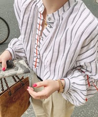 striped stand collar shirt　FL2203