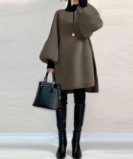 oversized fleece tunic coat　FL3523