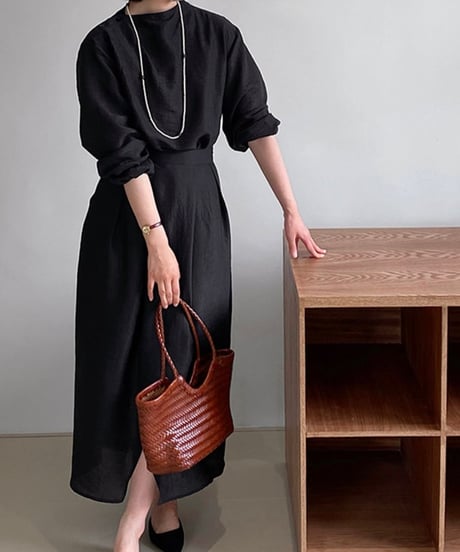 round neck blouse & slit skirt setup　FL2437