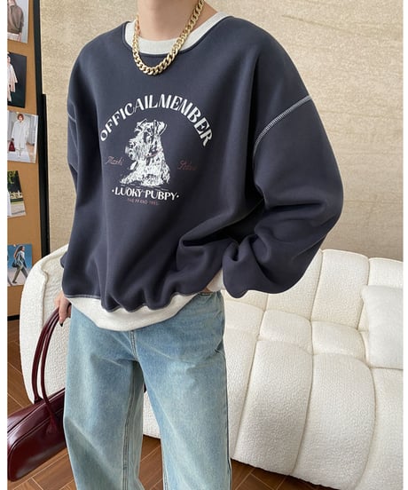 animal print sweat pullover  /4color　FL3033