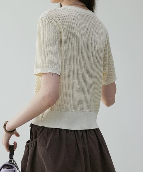 short sleeve casual knit cardigan　FL3357