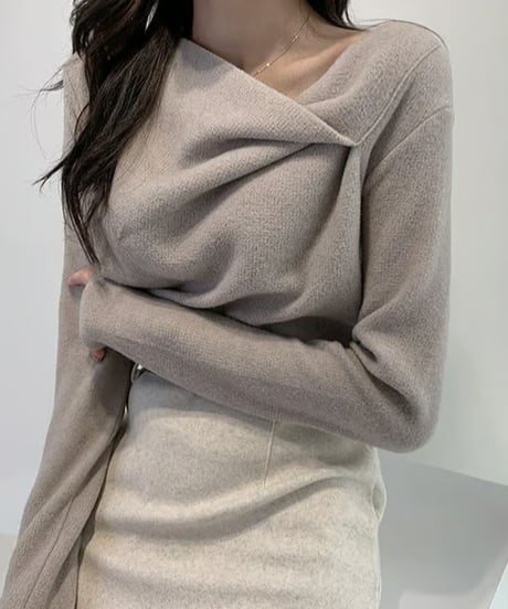 designer collar pullover knit /3color　FL2655