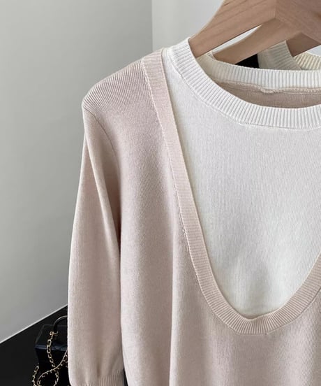 deep u-neck knit /3color　FL2801