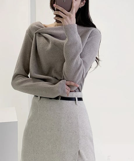 designer collar pullover knit /3color　FL2655