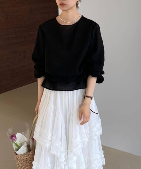 drawstring lace-up blouse /3color　FL3367