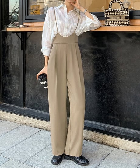 high waist suspenders pants　FL2402