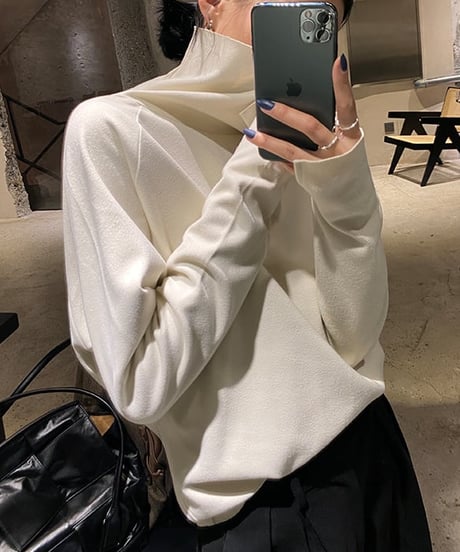sleeve slit turtleneck tops /2color　FL2882