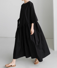 waist mark half sleeve dress /2color　FL2028