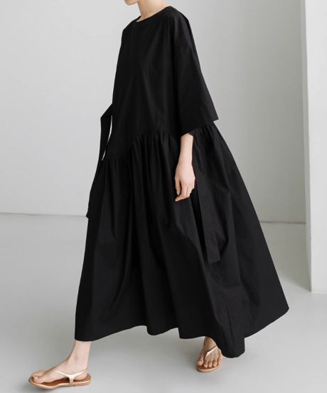 waist mark half sleeve dress /2color　FL2028