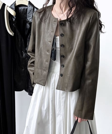 short pu leather jacket　FL2707