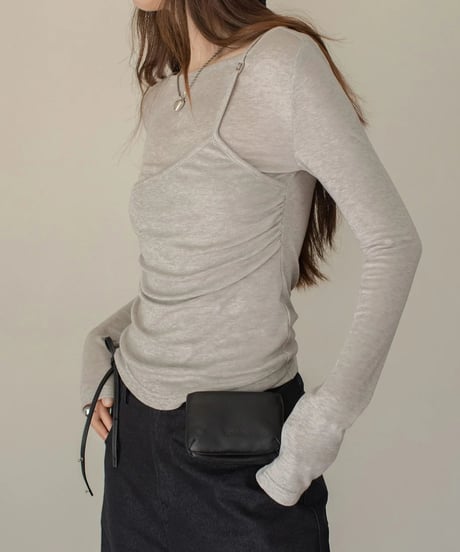 fake layered design cut and sew /3color　FL3329