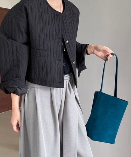 baloon slevve stripe textured blouson /2color　FL2672