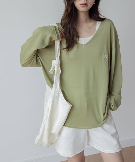 silk touch v-neck knit tops /3color　FL3249