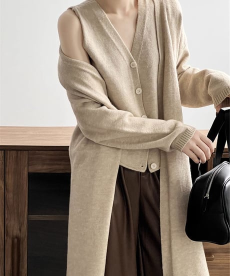 knit vest & cardigan ensemble /5color　FL3070