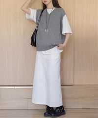 cotton narrow maxi skirt /2color　FL3318