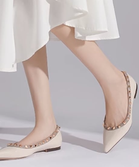 Pointed toe studs flat shoes /4colors　FL2909