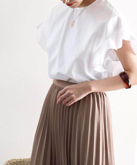 ruffle sleeve crew neck blouse /5color　FL3640