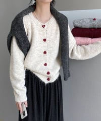 mohair heart button cardigan /5color　FL2946