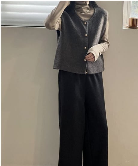 collarless knit vest /6color　FL2932