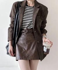 pu-leather skirt with belt /2color　FL2751