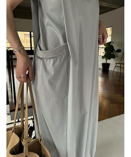 drawstring hem sleeveless one-piece /2color　FL3613