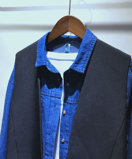 v-neck long vest /2color　FL2522