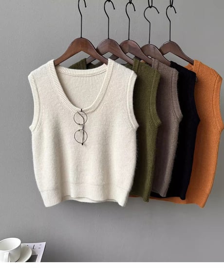 u-neck vest /5color　FL2775