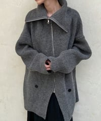 ovresize asymmetry zip long-knit /2color　FL2927