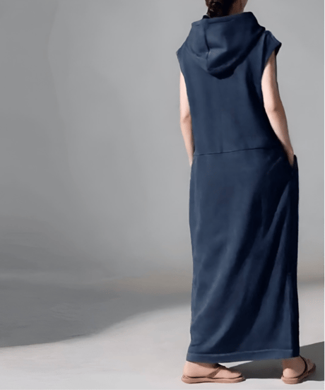 sleeveless hoodie maxi dress /3color　FL3465