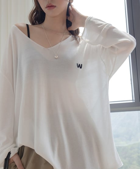 silk touch v-neck knit tops /3color　FL3249