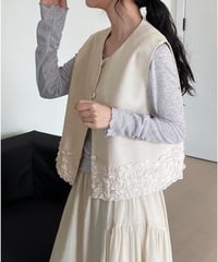 frilled hem vest /2color　FL3363
