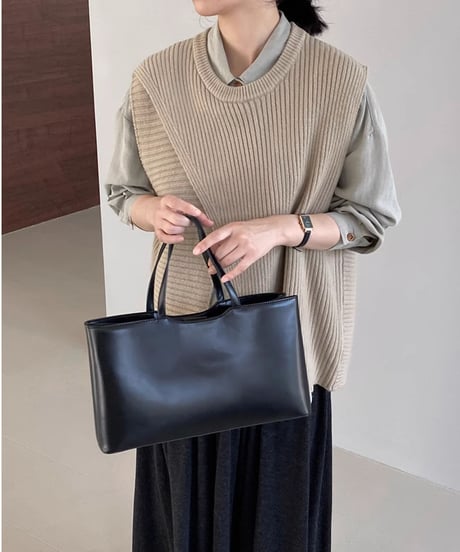 asymmetric over-lap knit vest /4color　FL2825