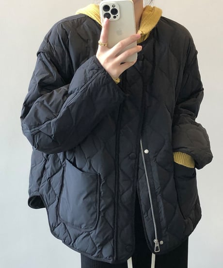 collarless quilted jacket /3color　FL3057