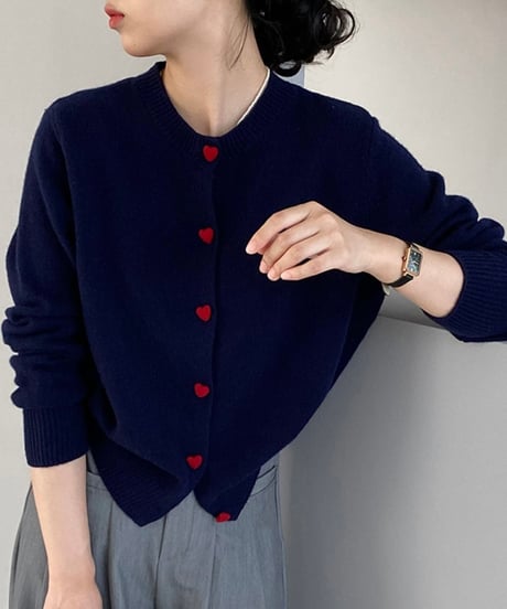 heart button cardigan /4color　FL2886