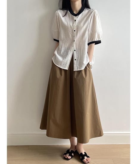 contrast collar striped shirt　FL2176