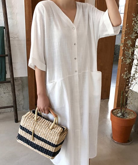 slimming dress scott linen shirt　FL2133