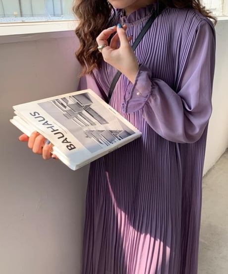 purple pleated chiffon op　FL2180