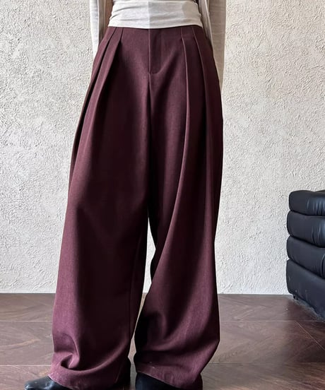 tucked wide leg pants /2color　FL2762