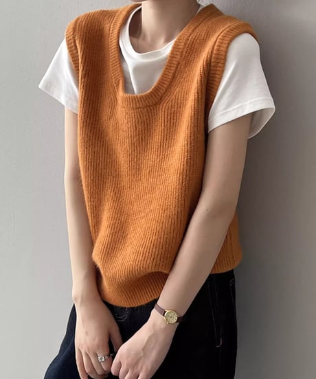 u-neck vest /5color　FL2775