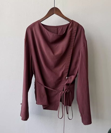 draped wrap style blouse /2color　FL2743