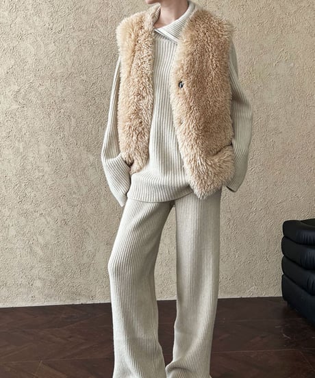 lamb hair fur vest /2color　FL3043
