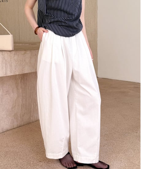 stretch waist tuck pants /2color　FL3615