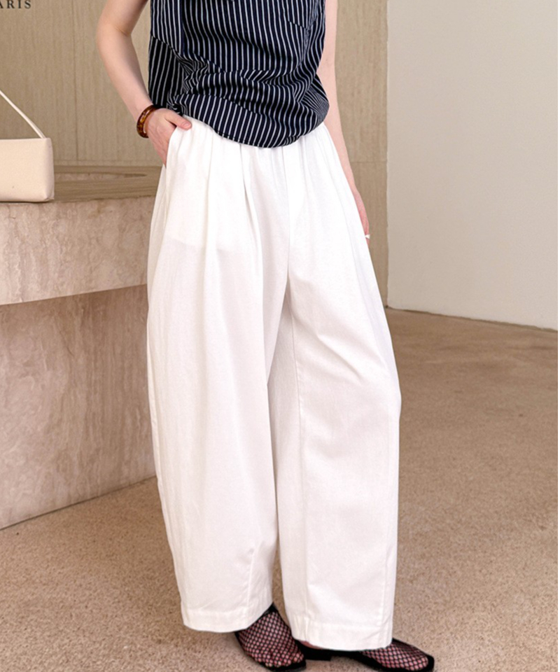 stretch waist tuck pants /2color FL3615 | Flosa
