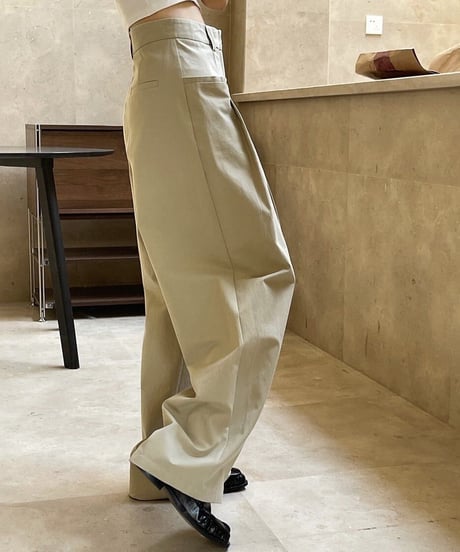 tucked wide leg pants /2color　FL3226