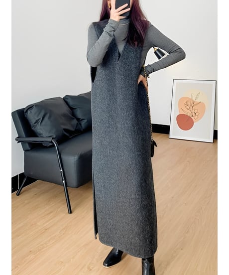 sleeveless long dress /2color　FL2493