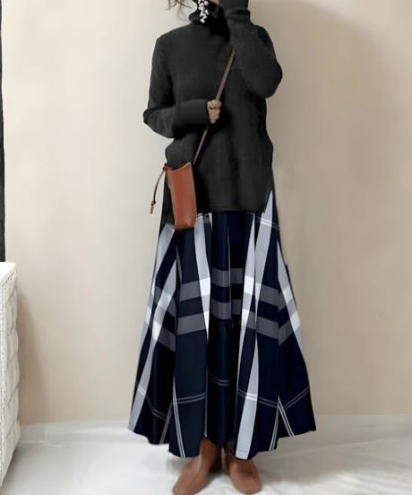 knitted top and skirt combined dress　FL3489