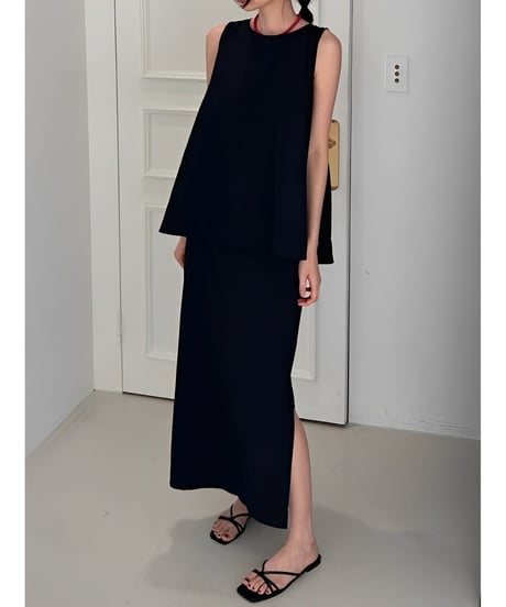 back design top slit skirt set up /3color　FL2449