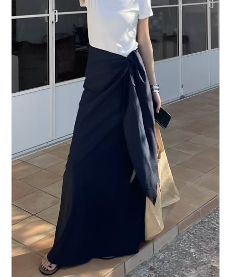waist ribbon wrap skirt /6color　FL3405